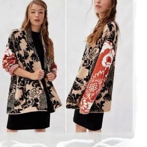 By Anthropologie Floral Open Front Cardigan XS/S